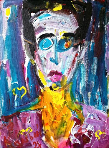 Portrait eines Menschen mit Brillen. di Karibou, Pittura in vendita su Singulart