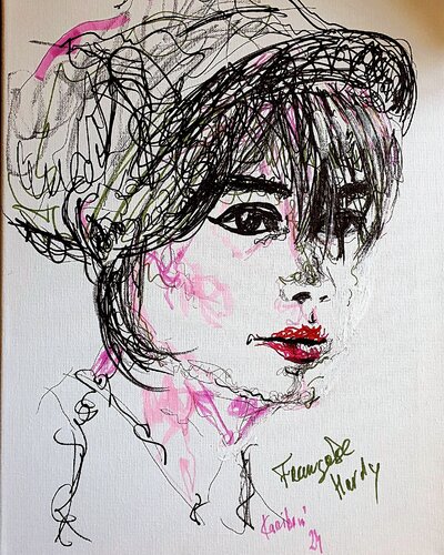 Sängerin Françoise Hardy. Hommage. Celebtity. Portrait von Karibou, Zeichnungen kaufen auf Singulart