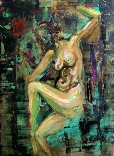 A woman nue halb abstrakt di Karibou, Pittura in vendita su Singulart