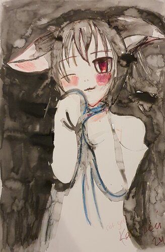 Anime cat girl de Karibou, Pintura a la venta en Singulart