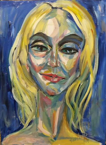 Deeply human. Female Portrait. Blonde di Karibou, Pittura in vendita su Singulart