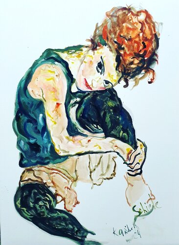 Leichtigkeit des Seins. Egon Schiele by Karibou, Painting for Sale on Singulart