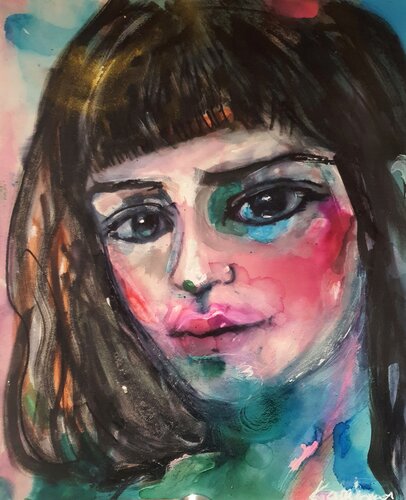 A girl with rosa von Karibou, Malerei kaufen auf Singulart