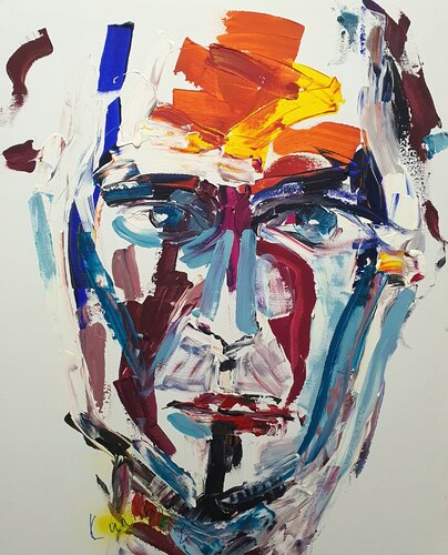 Gesicht. à la Ernst Kirchner. Deeply human. par Karibou, Peinture en vente sur Singulart