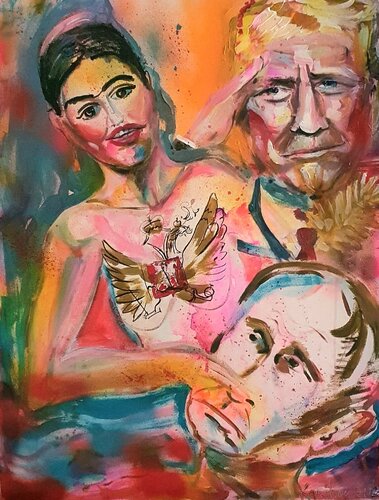 Big brother Major of KGB Trump. Putin and Kabaeva. van Karibou, Schilderij te koop op Singulart