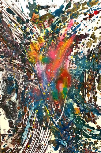 Breathtaking blue sea. Geometric meditative rest by Karibou, 油畫 for Sale on Singulart