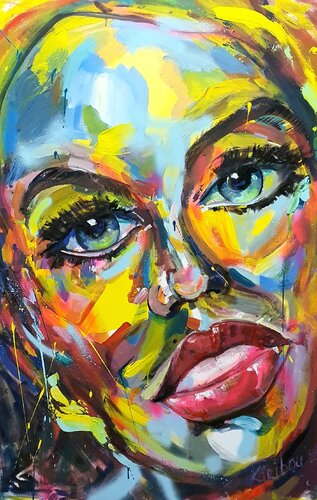 Coup de cœur in the manner of David Hockney. di Karibou, Pittura in vendita su Singulart