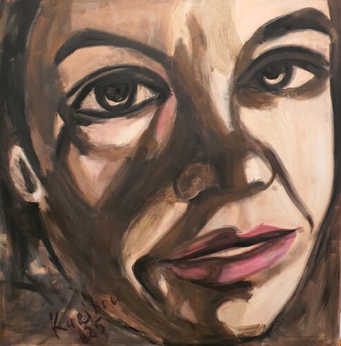 Portrait of a WOMAN in the manner of Jenny Saville.  Selbstbildnis van Karibou, Schilderij te koop op Singulart