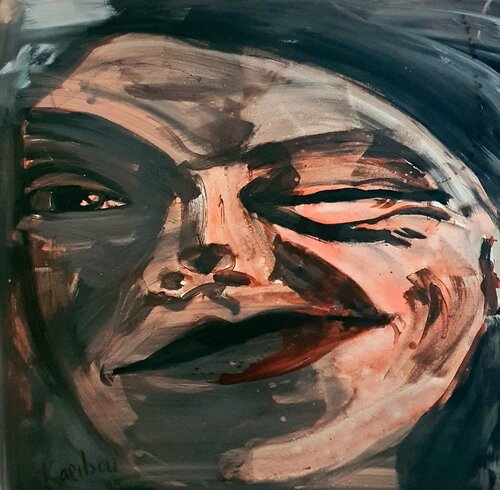 Das Augenblinzeln n Manier von Edward Munch Selbstbildnis van Karibou, Schilderij te koop op Singulart