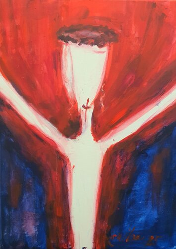 Freude am Leben. Neue Geburt und Neubeginn. Jesus in the manner of giovanni giacometti van Karibou, Schilderij te koop op Singulart