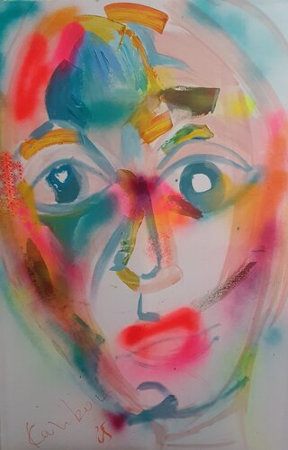 Coup de cœur. Entrücktes Lächeln di Karibou, Pittura in vendita su Singulart