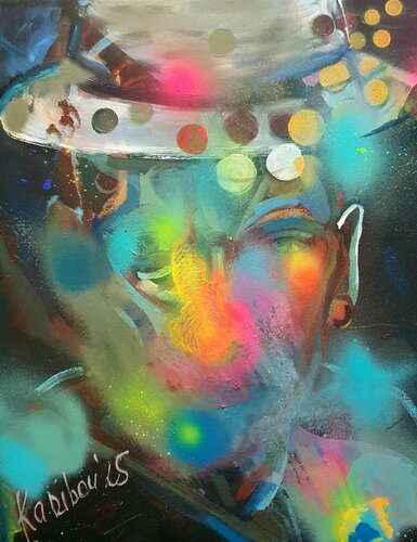 a perfomative man portrait van Karibou, Schilderij te koop op Singulart