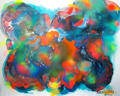 Licht, Freude und Erholung inspiriert von Jackson Pollock di Karibou, Pittura in vendita su Singulart