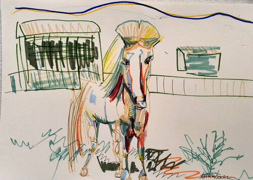 Drawing. Pferd. Белый жеребёнок von Karibou, Malerei kaufen auf Singulart