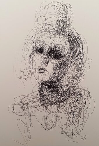 Portrait des Mädchens. Zeichnung van Karibou, Schilderij te koop op Singulart