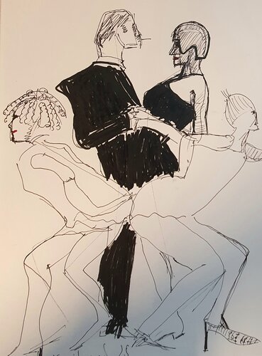Dancing couple. Zeichnung von Karibou, Malerei kaufen auf Singulart