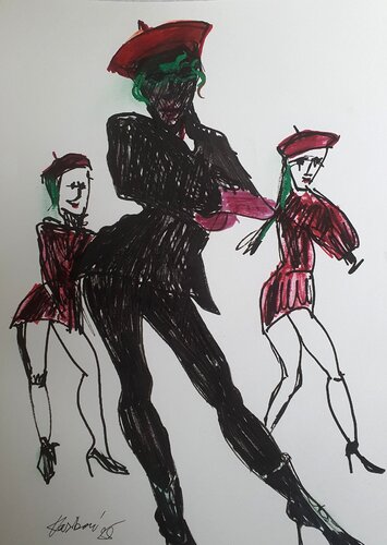 Dancing women. Drawing von Karibou, Malerei kaufen auf Singulart
