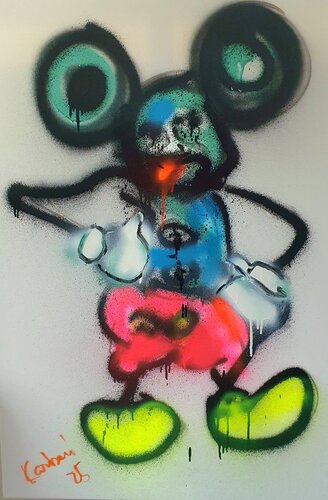 Mickey Mouse. Wer will sich mit mir anlegen? Pop art by karibou van Karibou, Schilderij te koop op Singulart