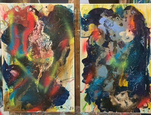 Diptych. In the manner of Willem de Kooning par Karibou, Peinture en vente sur Singulart