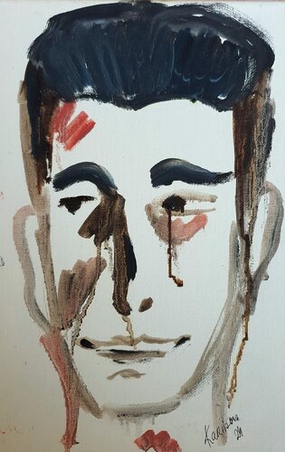 male sketch inspired by David Hockney by Karibou, Painting for Sale on Singulart