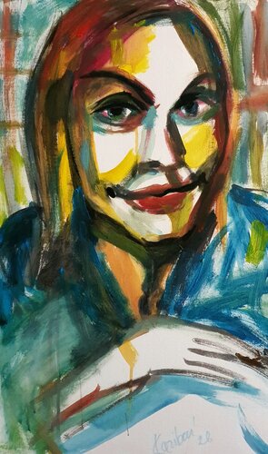 Coup de cœur in the manner of David Hockney di Karibou, Pittura in vendita su Singulart
