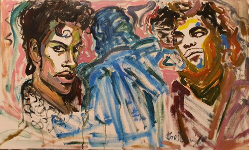 Hommage on Prince purple rain rock Legende Star Idol people by karibou XXL van Karibou, Schilderij te koop op Singulart