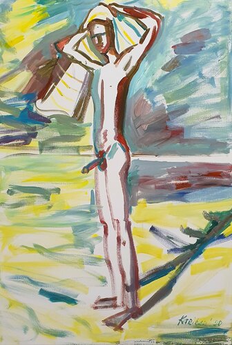 FEELING FRESH MALE NUDE AKTZEICHEN NU IN EXPRESSIVE MANNER XXL  Männliches Akt Malerei by karibou von Karibou, Malerei kaufen auf Singulart