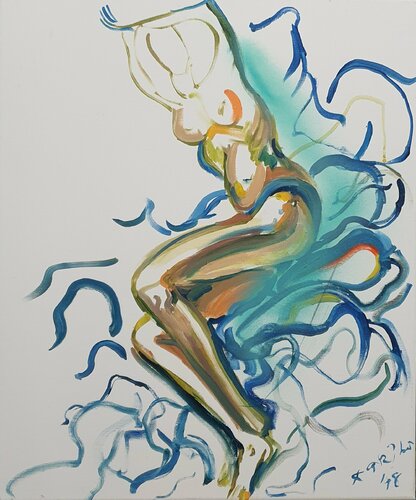 A woman figurative in Manier à la Matisse by karibou artist di Karibou, Pittura in vendita su Singulart