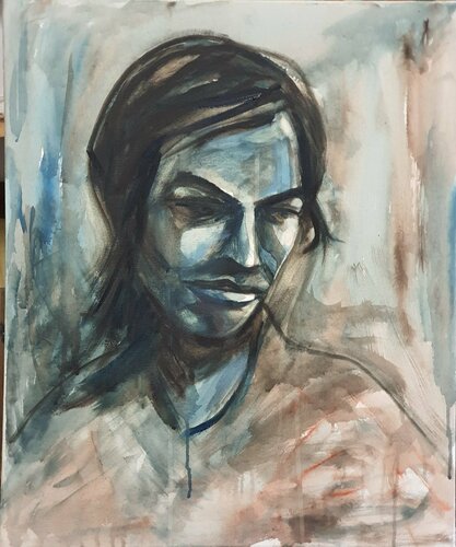 Melancholie. Portrait einer jungen Frau in einer contemplativen Betrachtung. Portrait of a WOMAN. By karibou. by Karibou, Painting for Sale on Singulart