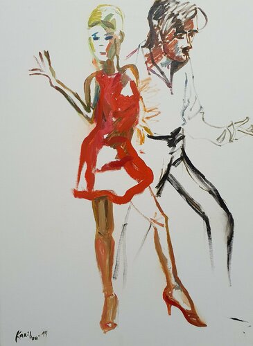 La dolche vita. L'éspoir. Neu beginn. Dancers woman and man by karibou di Karibou, Pittura in vendita su Singulart