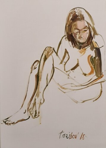 A woman nue nude akt in the manner of Francis Bacon by Karibou, Painting for Sale on Singulart