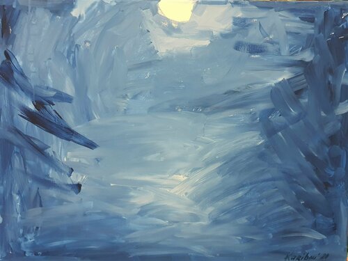 BLUE and WHITE. Abstract Sea ABSTRACT ART – Abstract artwork by karibou by Karibou, Painting for Sale on Singulart