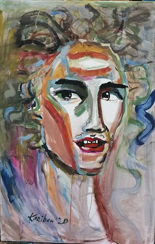 Taika. A male Portrait by karibou di Karibou, Pittura in vendita su Singulart