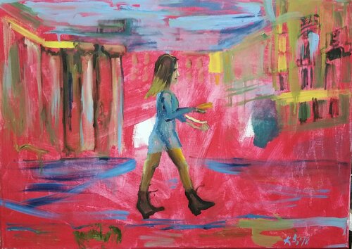 Heels In der Ferne,  in  the manner of Edward Hopper de Karibou, Pintura a la venta en Singulart