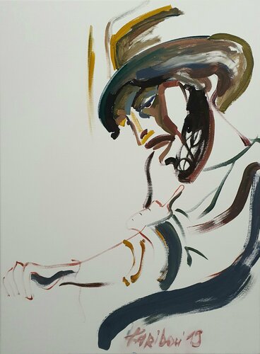 L'homme un portrait abstrait male portrait by karibou de Karibou, Pintura a la venta en Singulart