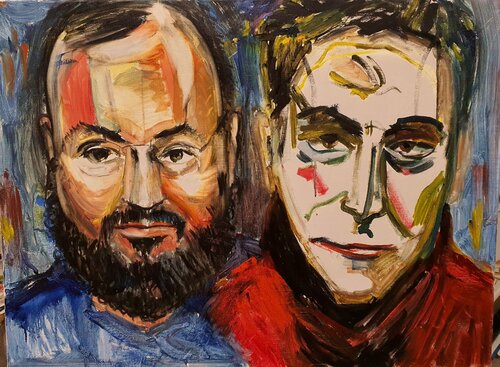 A male portrait. Panoptique art à la  Édouard Manet by karibou de Karibou, Pintura a la venta en Singulart