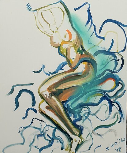A woman figurative in Manier à la Matisse von Karibou, Malerei kaufen auf Singulart