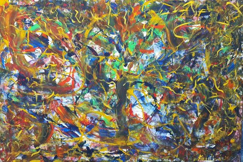 Autumn - Frühling colours. . Lebensbaim - XXL LARGE in the manner of Gustav Klimt van Karibou, Schilderij te koop op Singulart