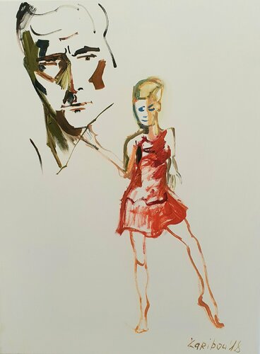 Tanz. Dancing woman and man watching people abstract by karibou di Karibou, Pittura in vendita su Singulart