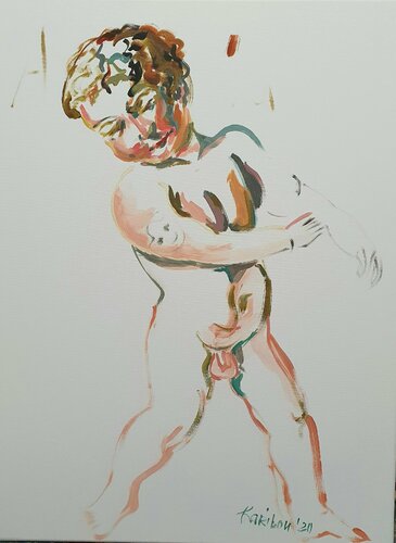 Étude d'un enfant demi ABSTRAIT. Portrait eines Kindes, russian art, semi abstract in Manier von Michelangelo von karibou artist van Karibou, Schilderij te koop op Singulart