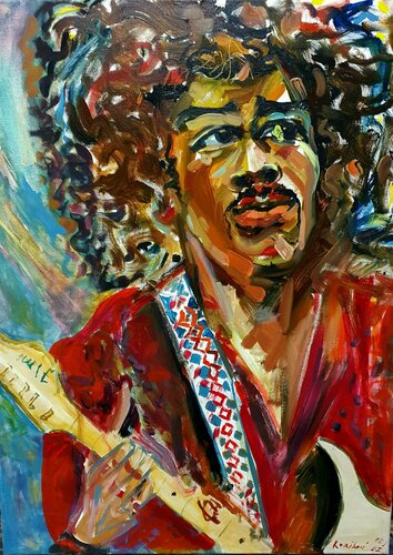 Hommage on Jimi Hendrix rock Legende Star Idol people. Rock pop art by karibou XXL von Karibou, Malerei kaufen auf Singulart