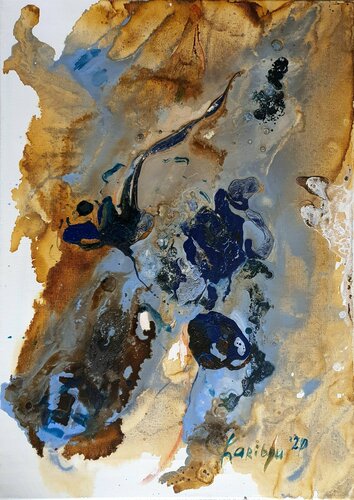 Blue Rosen abstract. di Karibou, Pittura in vendita su Singulart