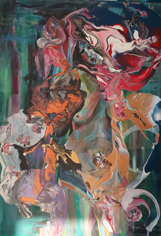Floral biophilic portrait in  the manner of Renoir. Karibou