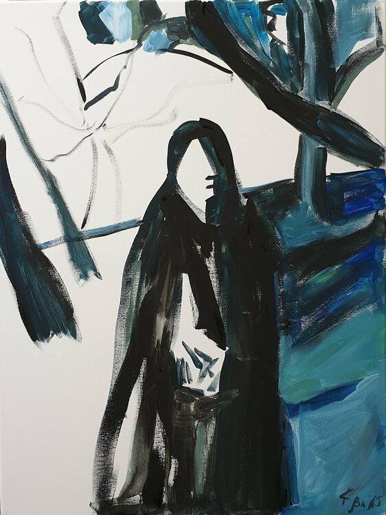 Gethesemane garden abstract. Portrait figurative by karibou. Karibou