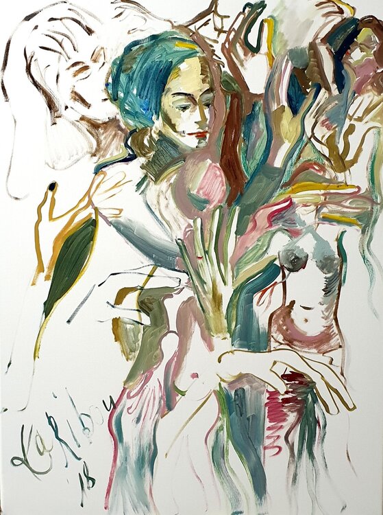 Belly dancers women people figurativ female artist semi abstract Karibou