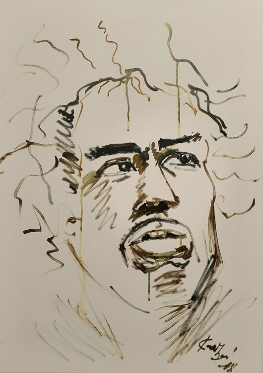 Jimi abstract abstrait male portrait drawing by karibou Karibou