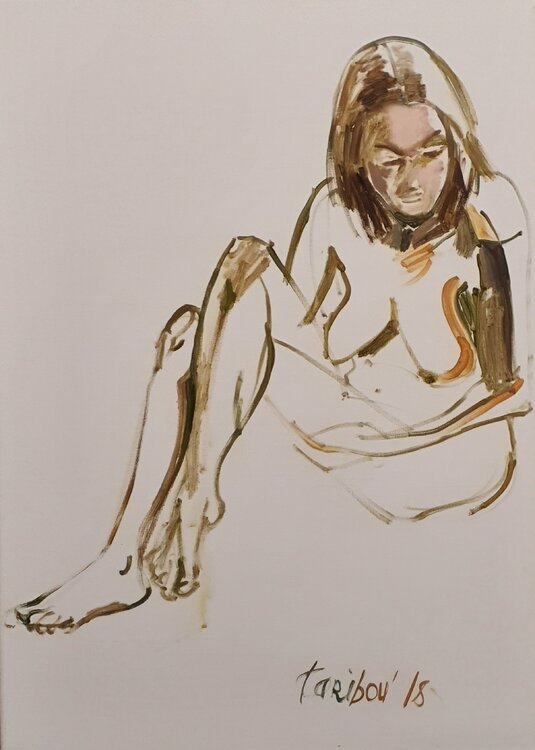 A woman nue nude akt in the manner of Francis Bacon Karibou