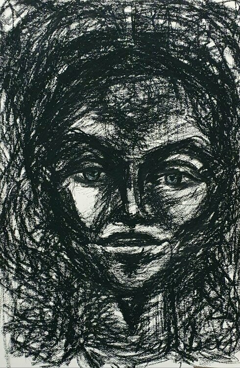 Portrait semi abstract monochrome Karibou