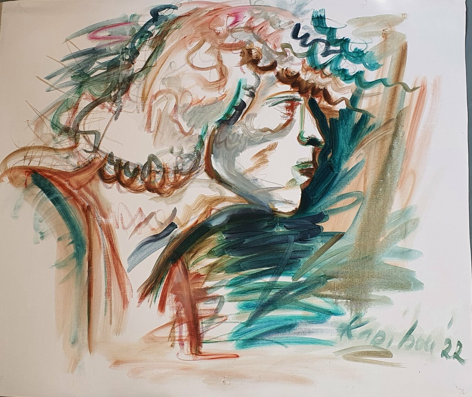 A large portrait  sketch  of a man semi ABSTRACT Karibou Originalgemälde zu verkaufen