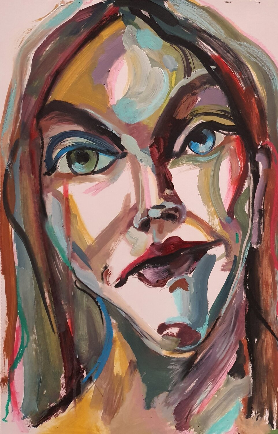 Expressionist Portrait of a girl. Deeply human Karibou Originalgemälde zu verkaufen